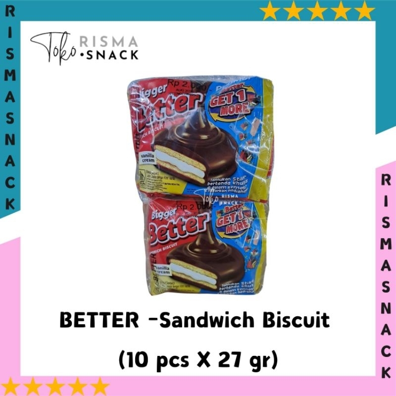 

Better Sandwich Biscuit Chocolate Vanilla kemasan (10pcs x 27gr)