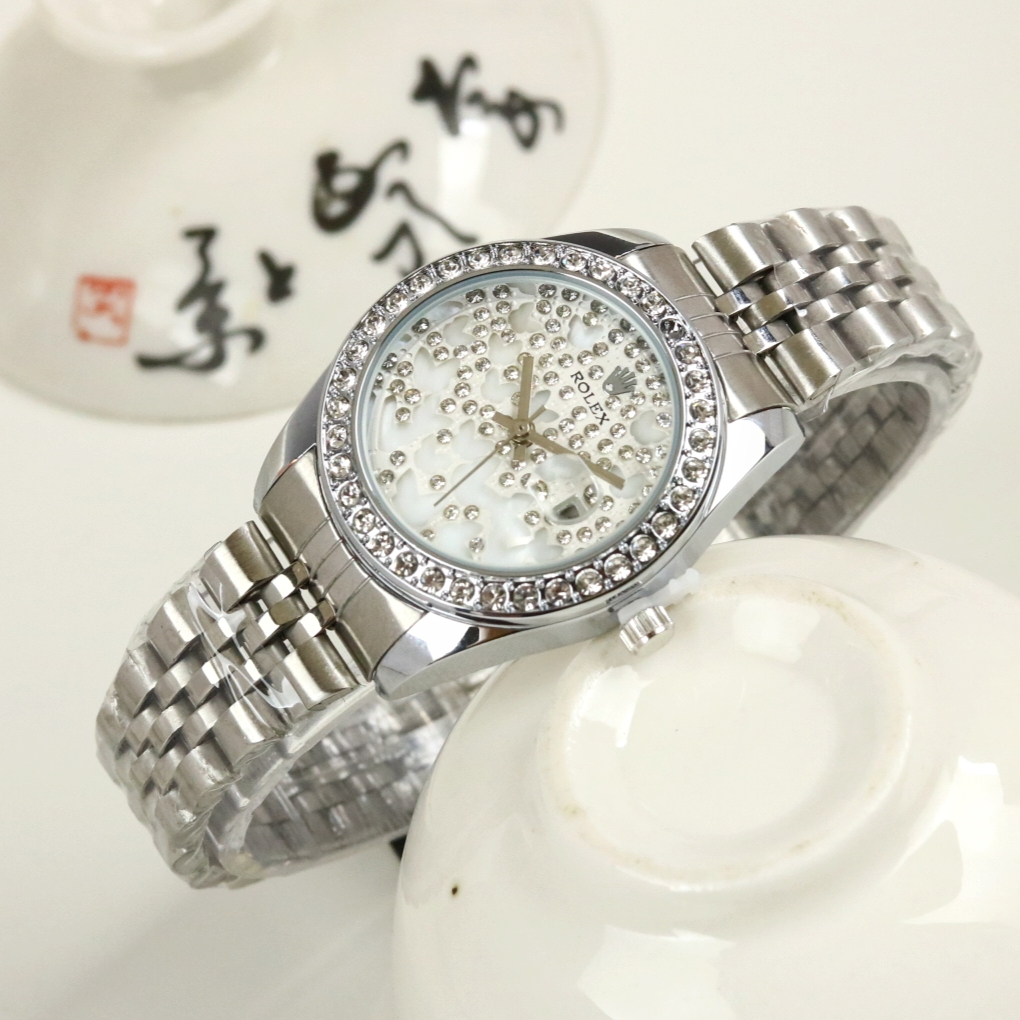 Jam Tangan Wanita Fashion Rolex 2901PW Free Box Ori & Baterai Cadangan