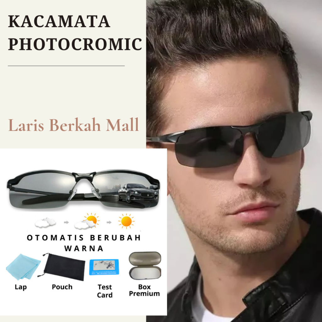Kacamata Photocromic Pria Kaca Mata Kekinian Anti Radiasi potocromic Antiradiasi Hitam Keren | Kacam