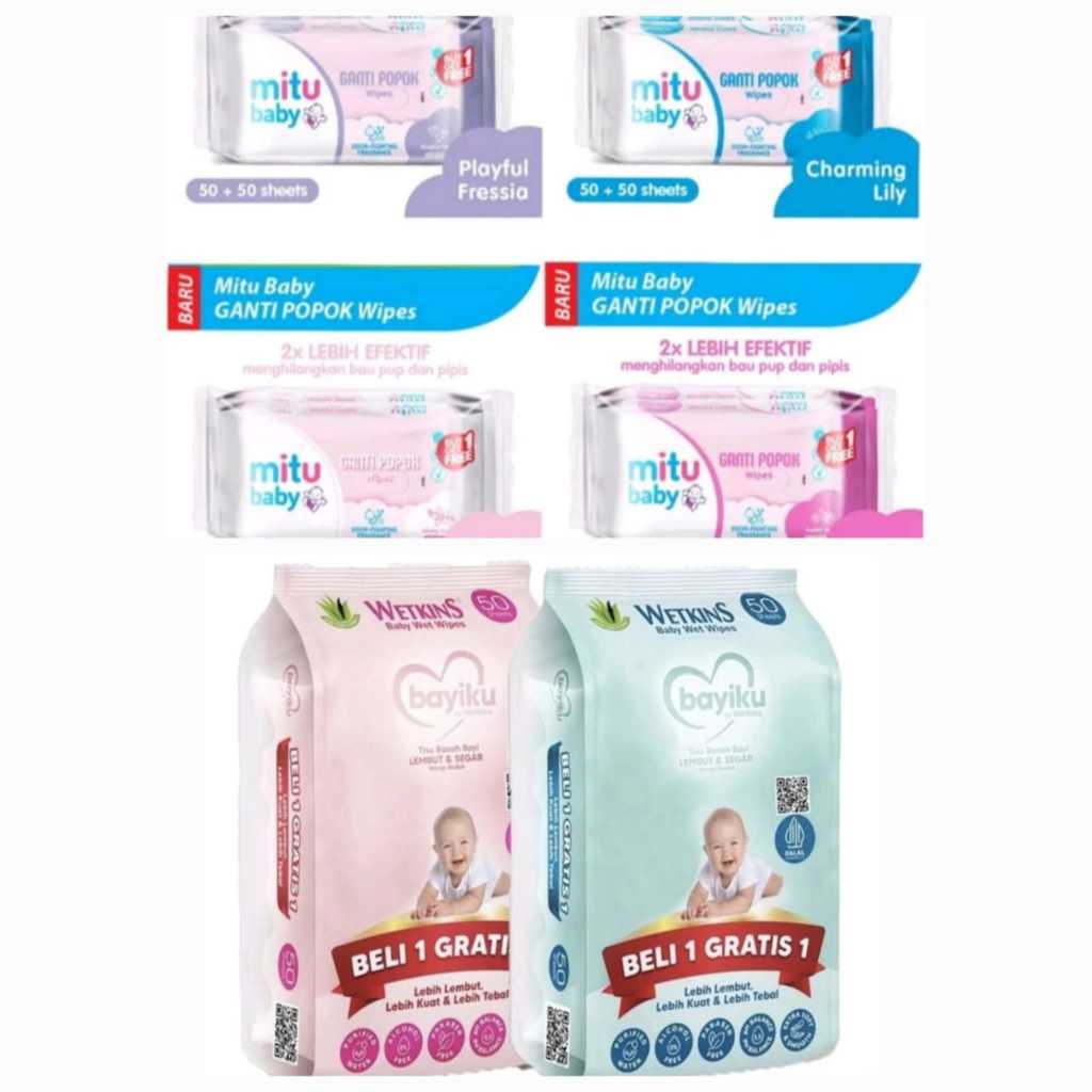 WETKINS _MITU BABY Wipes Tisu Basah Ganti Popok 50's Buy 1 Free 1