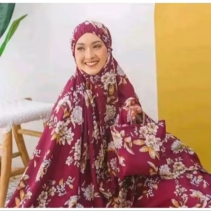 mukena dewasa motif bunga sakura/mukena renda/mukena kekinian