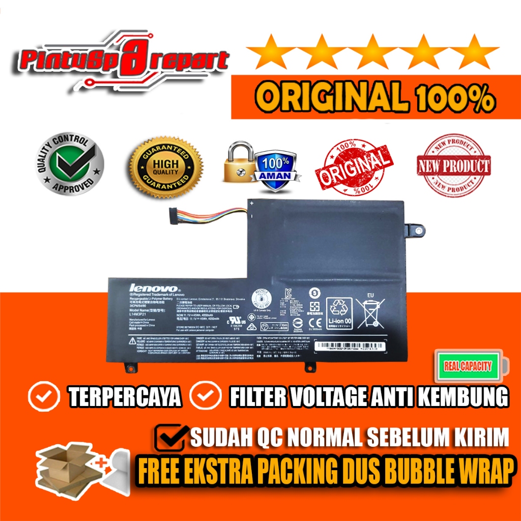 (Genuine L14M3P21) Original Baterai Y0GA 500 500-14ISK 500S-14ISK 500-14IBD Flex 3 3ICP6/54/90 New