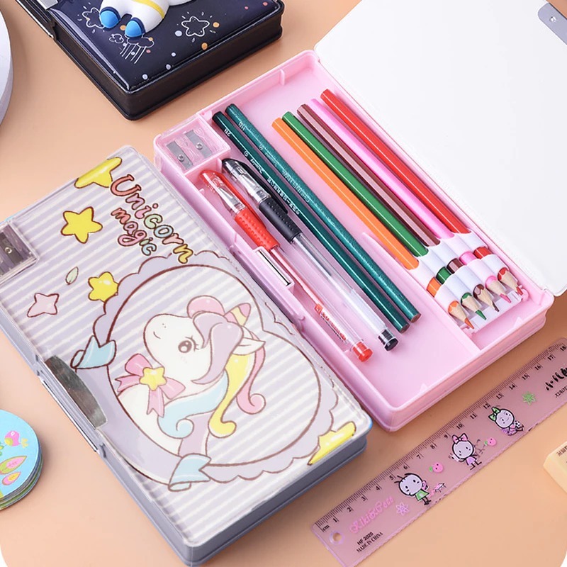 

THE TIME-Kotak Pensil Jepret Magnetik Untuk Sekolah Dasar Dan Taman Kanak-kanak Kapasitas Besar Kotak pensil pola unicorn kartun multi -fungsi