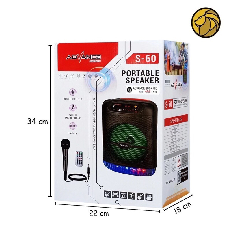 ADVANCE - Speaker Portable Bluetooth 6.5 Inch S60+mic