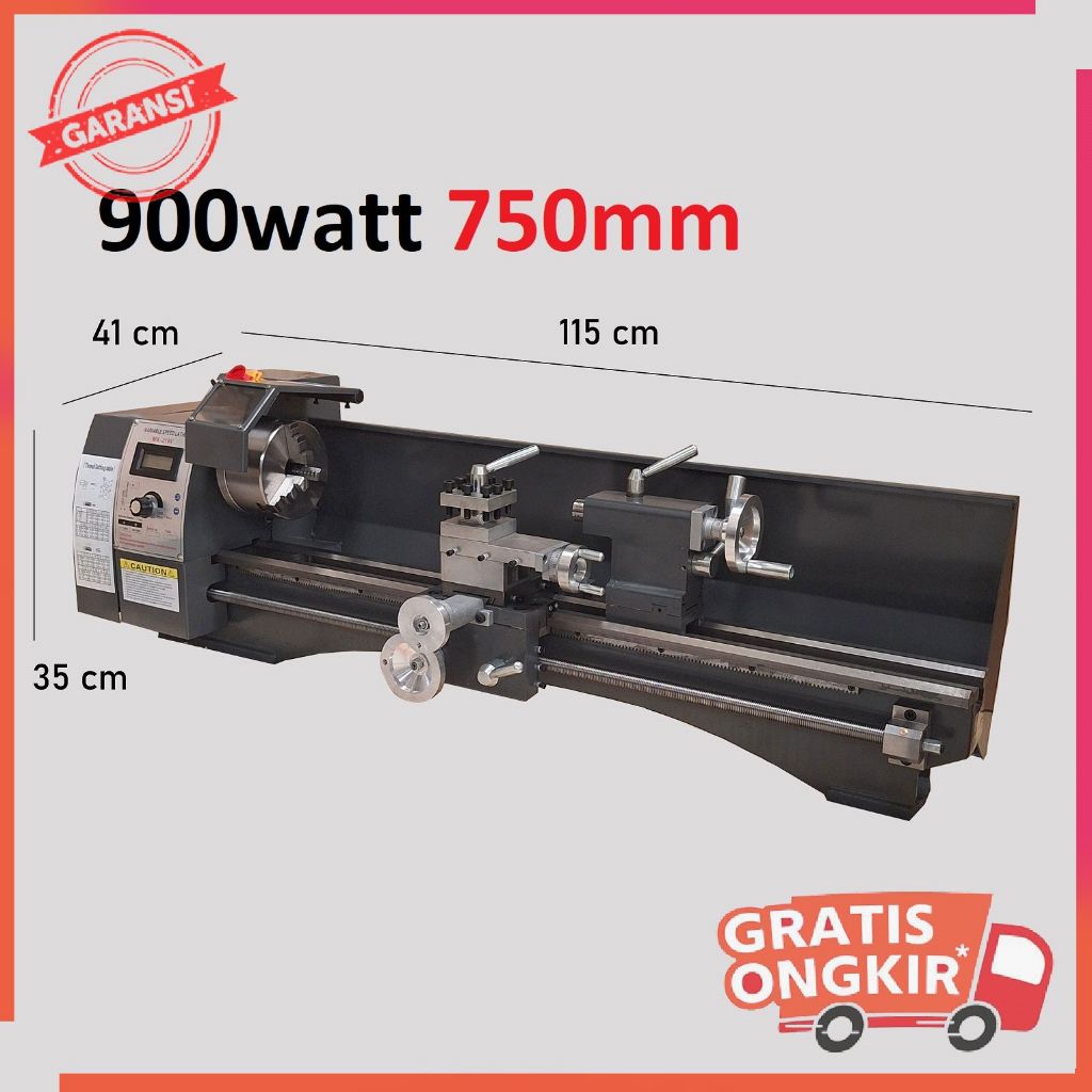 Velopiii67 Mesin Bubut Mini Besi Kayu 900W 750Mm Versi Panjang