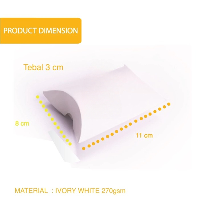 

pillow ektra small ukuran 8x11c,m white ivory paperbox paper packaging kemasan makanan