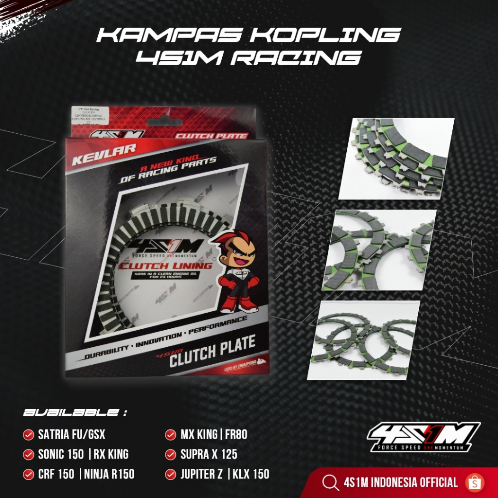KAMPAS KOPLING CLUTCH PLATE LINING KEVLAR CARBON KARBON 4S1M RACING SATRIA FU/GSX -SONIC 150 -CRF 15
