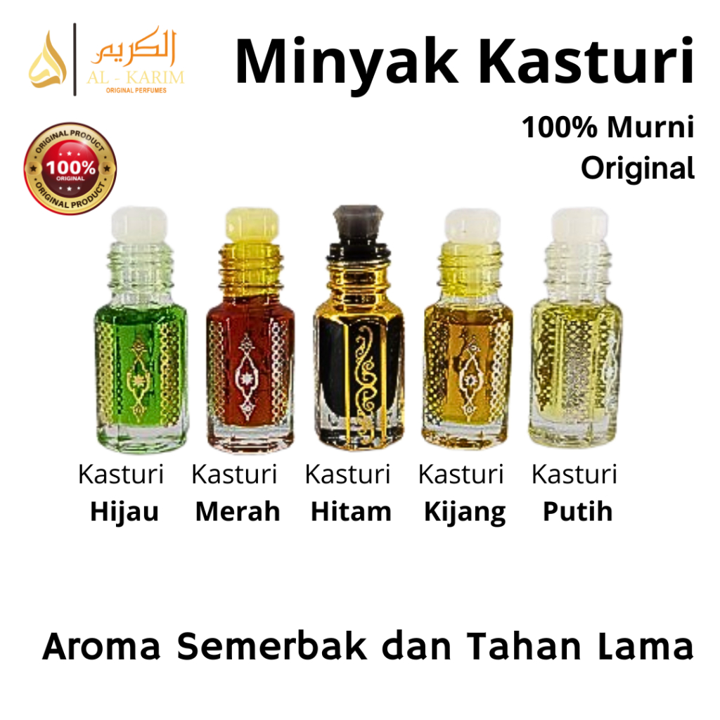 Kasturi Hijau Hitam Merah Putih Kjg Minyak Wangi Parfum Murni Asli