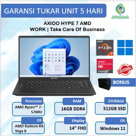 Laptop Axioo Hype 7 Ryzen 7 5700U 16GB 512SSD Win11 14.0"FHD Grey -23MR7