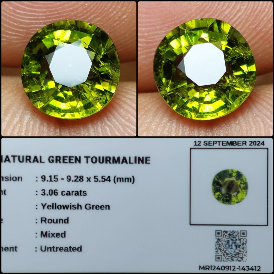 Promo Natural Green Tourmaline Yellowish Green Crystal Round Cutting Batu Permata Hijau Asli Memo