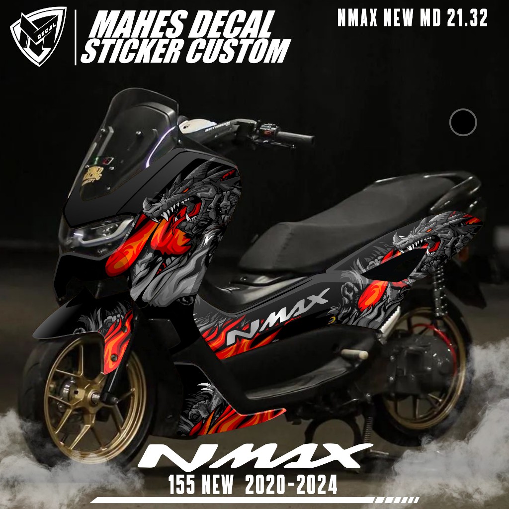 Decal Sticker Yamaha Nmax 155 New Fullbody 2020 2021 2022 2023 Desain Ular Naga Api Fire GRAGON MD21