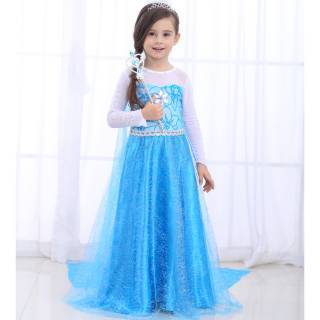 IDEKOSTUM PREMIUM FROZEN ICE BLUE / DRESS PRINCESS ELSA IMPORT BLUE BAGUS / GAUN PESTA ANAK PEREMPUA