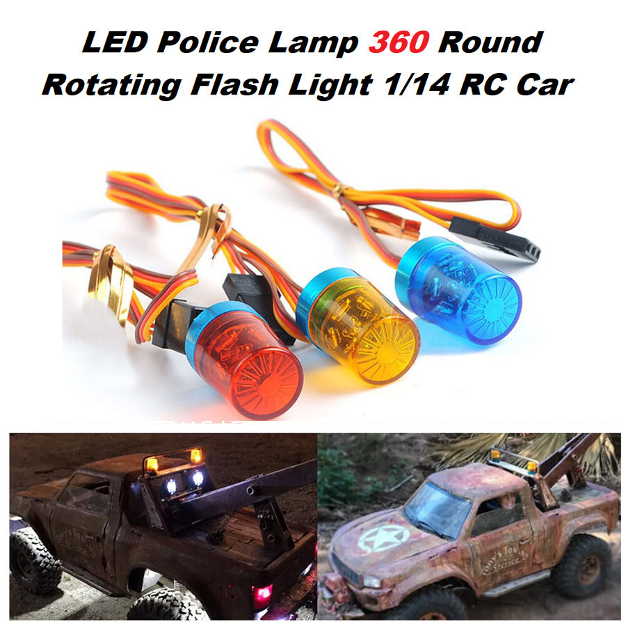 LED Police Lamp 360 Round Rotating Flash Light Lampu Polisi Ambulance RC Car