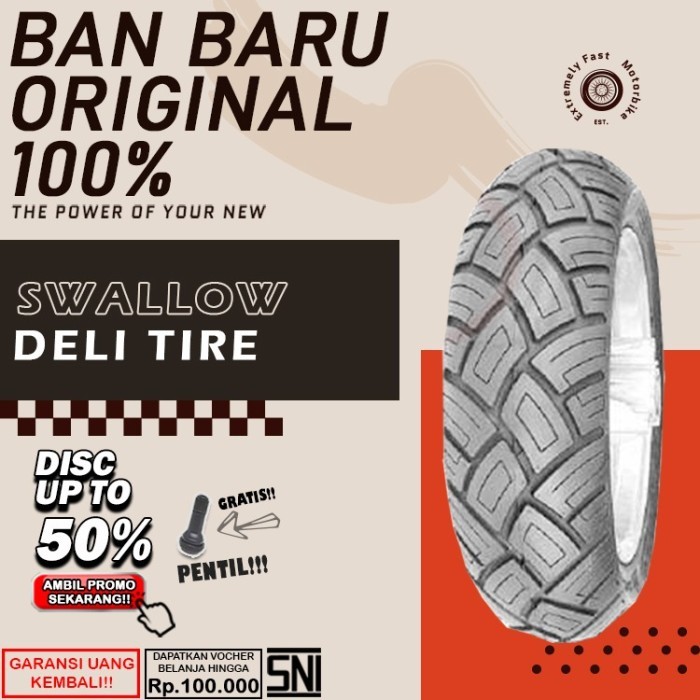 Ban Motor Matic Tubelesss Swallow Deli Tire Ring 10 Ban Motor Vespa  Depan Belakang Sepasang Ring 11