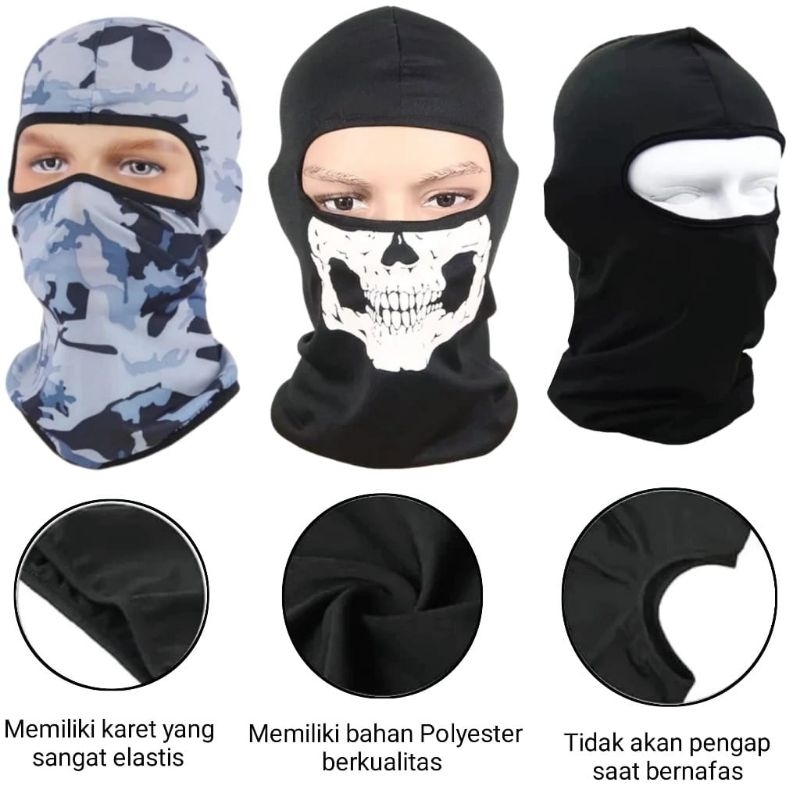 Masker Ninja Full Face Motif Tengkorak Murah