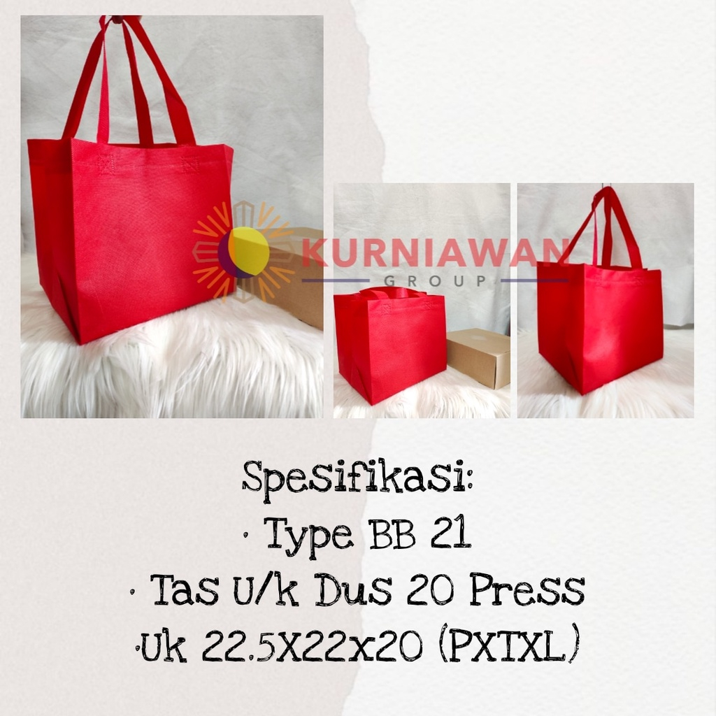 

Goodie Bag Tas Belanja Bb 21 Dus Kotak Nasi Box Kue 20X20 Spunbond Tote Bag Sourvenir Weding Hajatan Perlusin ( 12 Pcs )