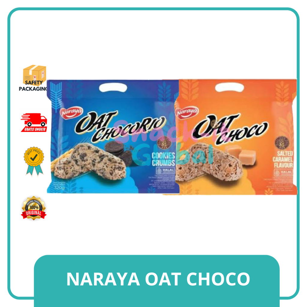 

[GROSIR] Naraya Oat ChocoRio Choco Chocolate Original Cookies Crumbs Salted Caramel 400 gram 320g