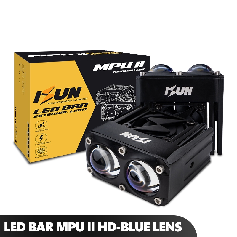 Lampu Tembak Laser Gun SQL 2 Mata ISUN MPU2 MPU II 90W dengan Kipas Pendingin dan Blue Lens DC9-80V