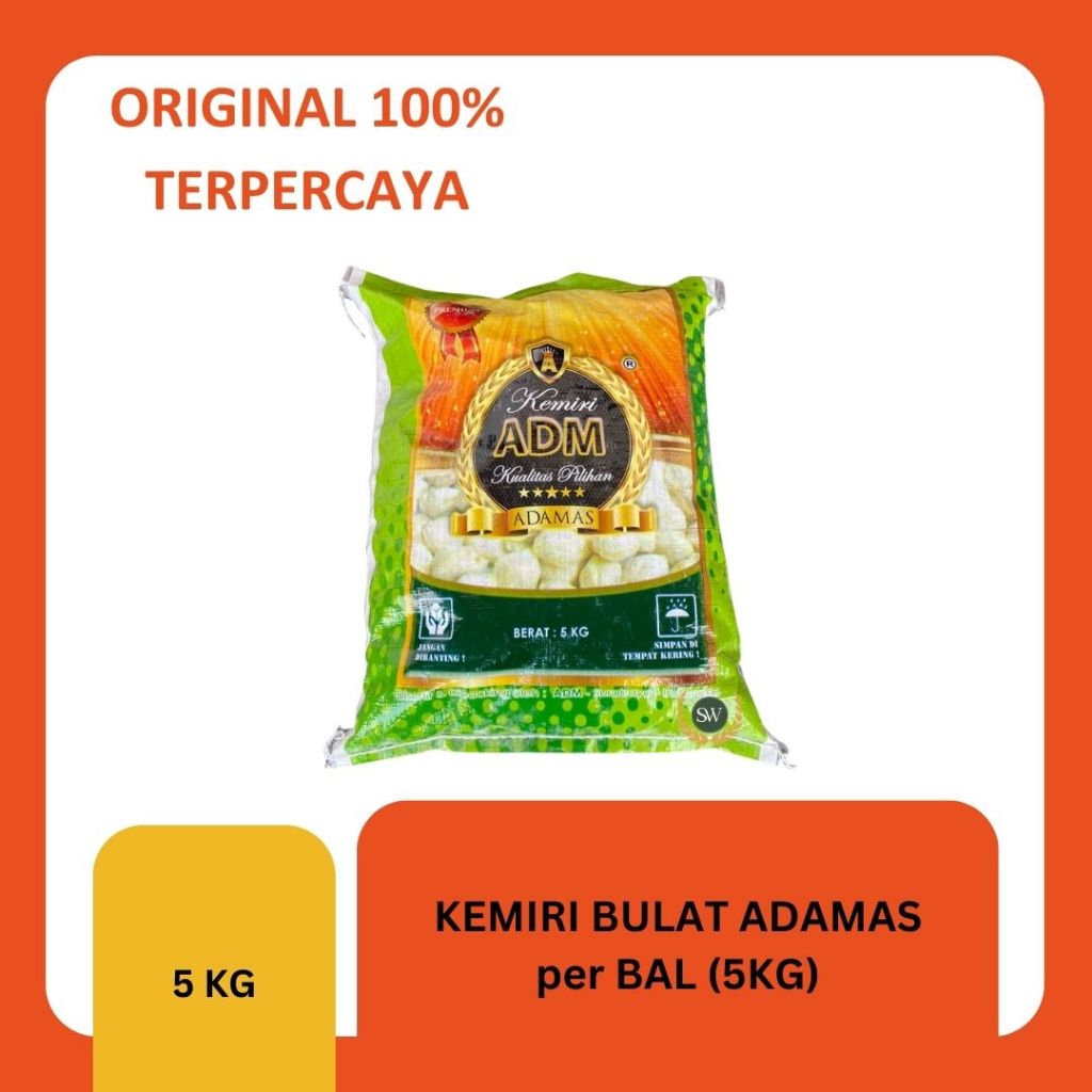 

Kemiri bulat adamas ADM kualitas piliham bumbu masakan kemiri per 5 KILOGRAM/ 1 BAL
