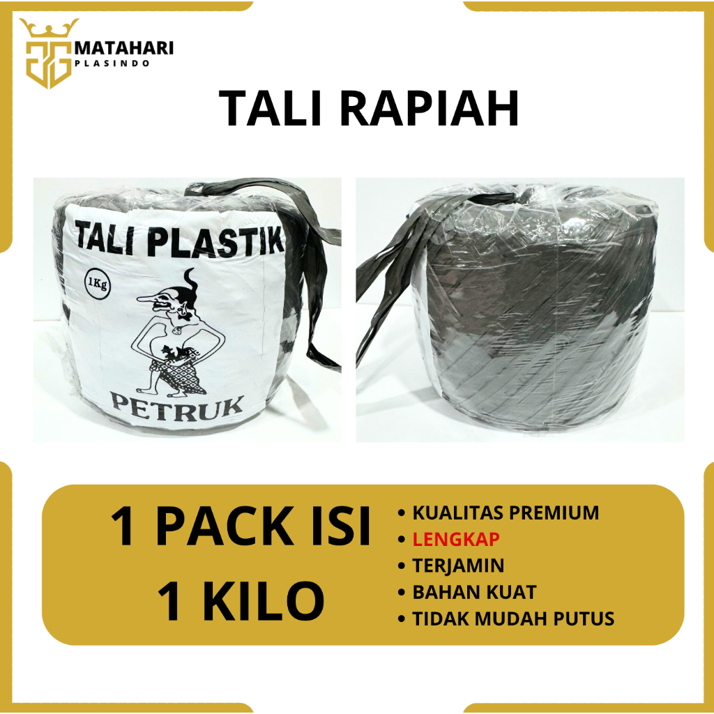 

GMP - KUALITAS TEBAL TERBAIK 1 KG - TALI RAFIA / TALI PLASTIK HITAM 1 KG - TALI PETRUK 1000 GRAM KUAT
