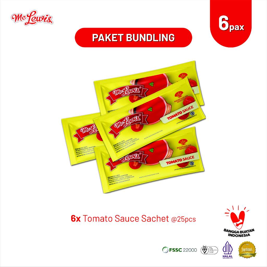 

[Paket Bundle] Mc Lewis Tomato Sauce Sachet 8g x 6 Pack