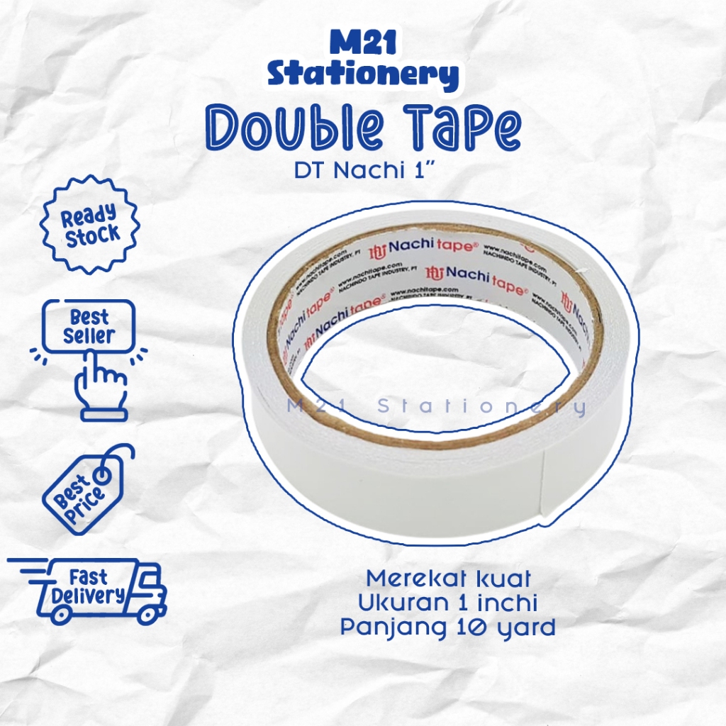 

DOUBLE TAPE NACHI 1" INCH / 24 MM DOUBLETIP SOLASI BOLAK BALIK ISOLASI PEREKAT ALAT TULIS KANTOR / M21 STATIONERY JOGJA