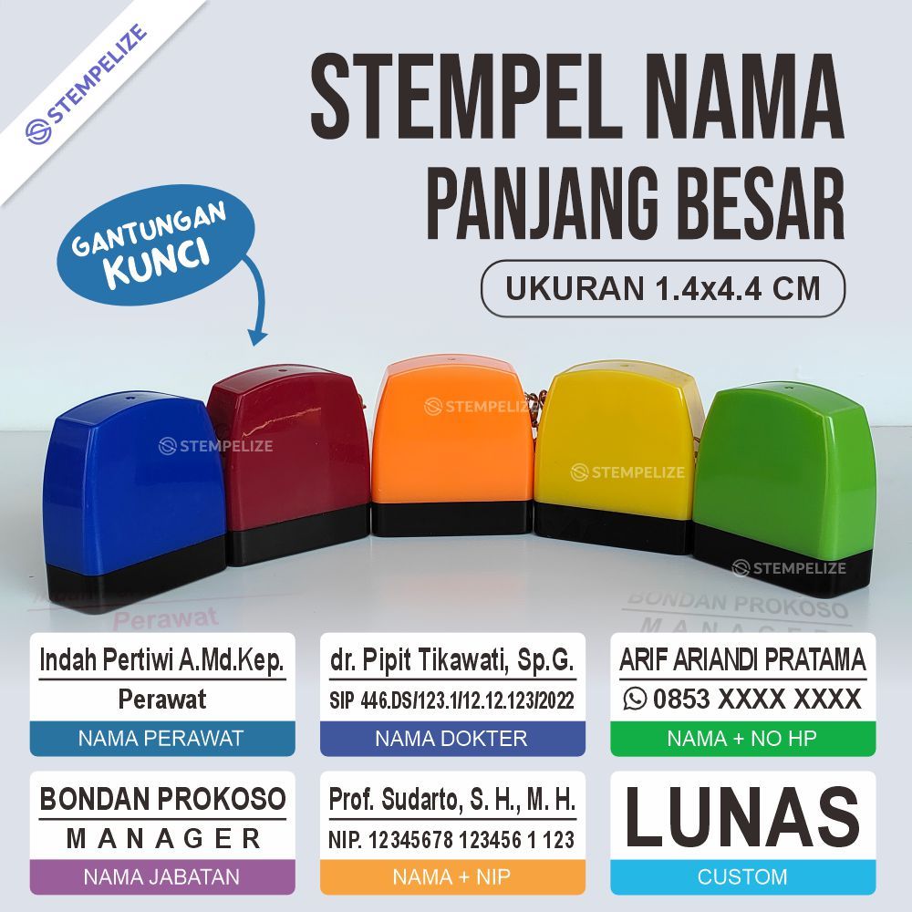 

[15x45mm] STEMPEL NAMA CUSTOM | PERAWAT | DOKTER | JABATAN | NIP | NOMOR HP