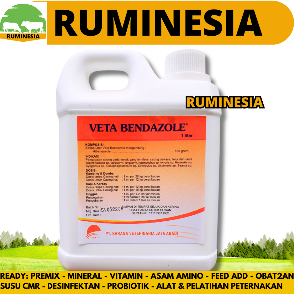 VETA BENDAZOLE 1 LITER - Obat Cacing Ternak - Obat Cacing Sapi - Obat Cacing Kambing - Obat Cacing D