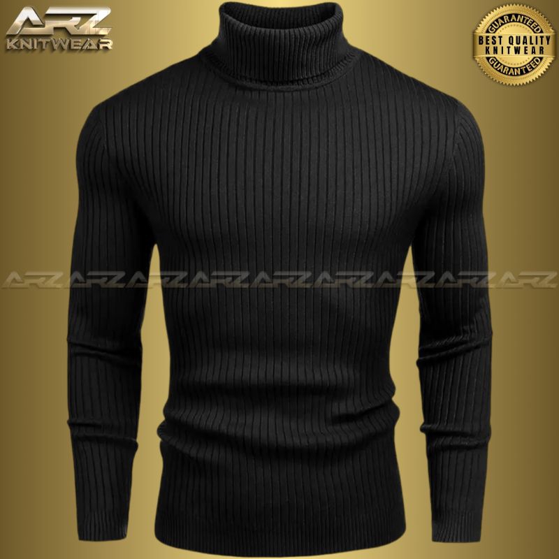 [Garis Lebar) SWEATER RAJUT PRIA EXCLUSIVE ROLLNECK TURTLENECK POLA JALUR BERGARIS