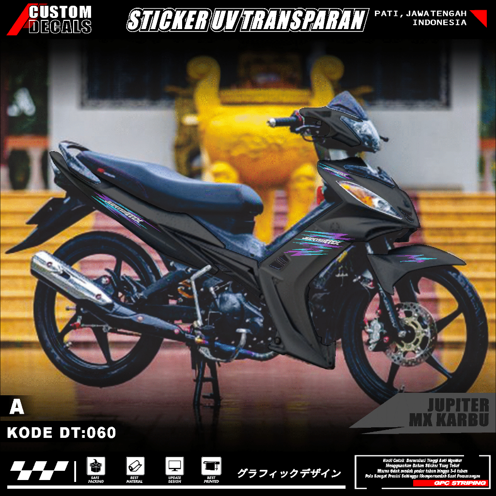 STRIPING TRANSPARAN UV YAMAHA JUPITER MX KARBU DESAIN SIMPEL GPC 060
