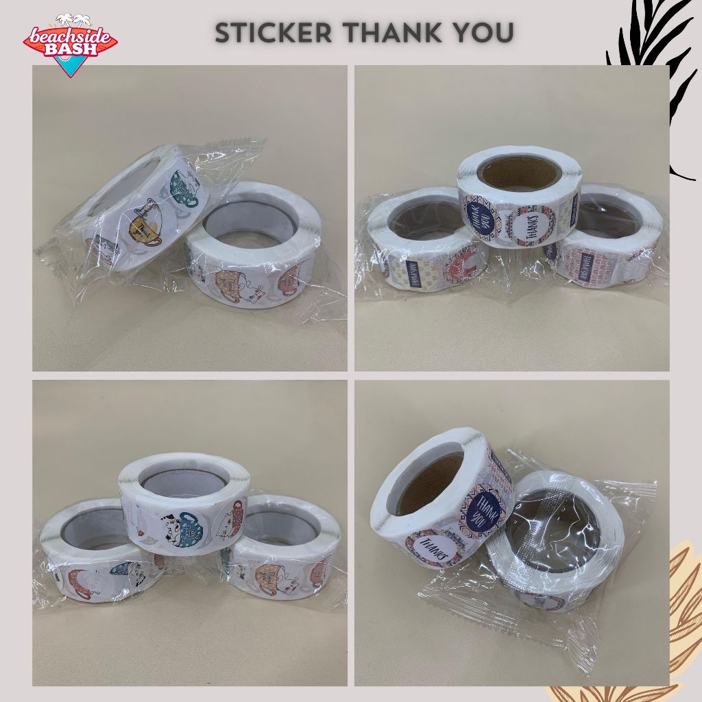 

sticker roll thank you per pcs isi 500 sticker terimakasih tempel