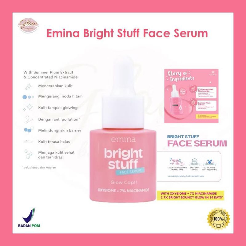EMINA BRIGHT STUFF FACE SERUM - SERUM WAJAH CERAH GLOWING