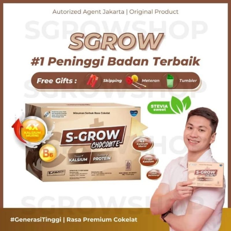 

PROMO S-GROW CHOCOLATE 1 BOX - Peninggi Badan Terbaik Cocok Untuk Dewasa Dan Remaja