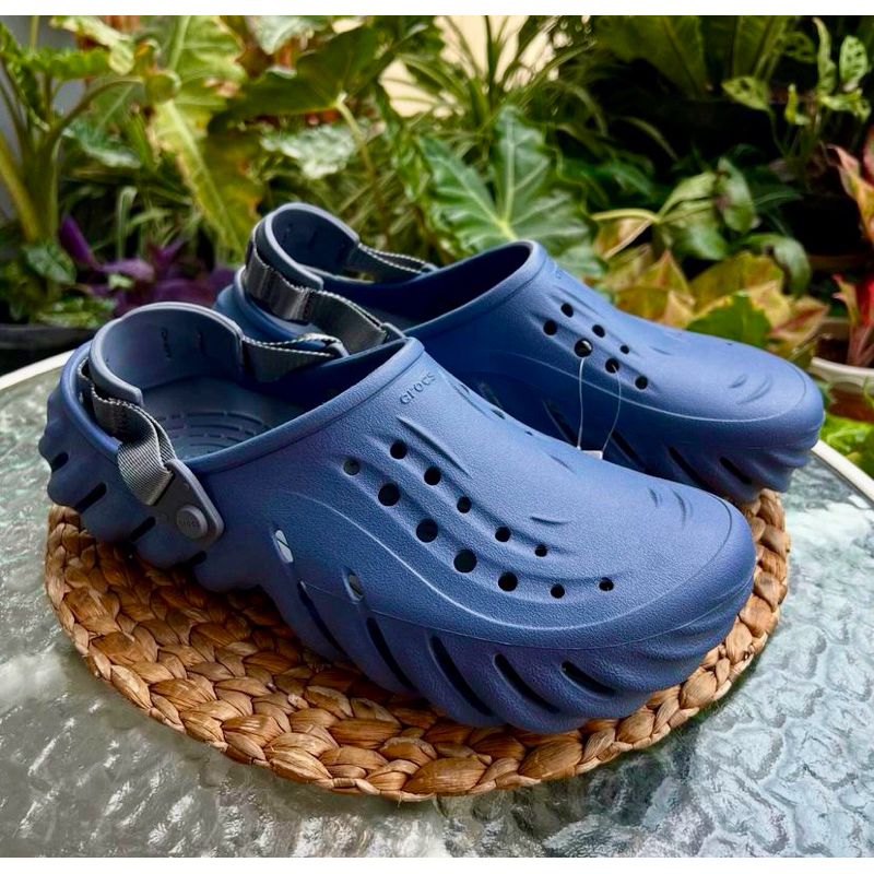 Sendal Unisex Crocs Echo Clog - bijou biru (pria/wanita) 100% original