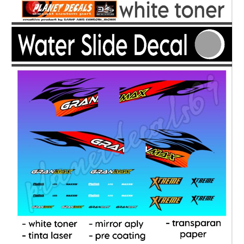Decal white toner Gran Max Tomika