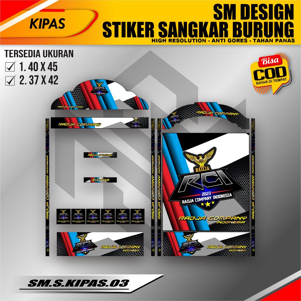 SM Stiker Sangkar Kotak Model Kipas - Sticker Dekal Ebod Radja Company Indonesia RCI Stiker EBOD JAY