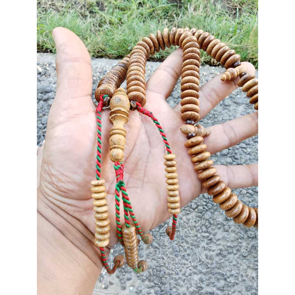 tasbih TIJANI galih kelor mas 100 butir model pipih 14 mm | tasbih tijani viral paling laris | tasbi