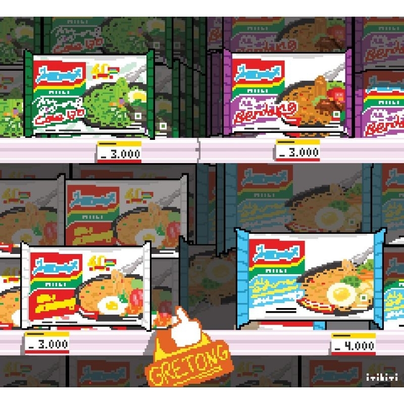 

Vinyl Pixel Art Sticker: Mie Instan