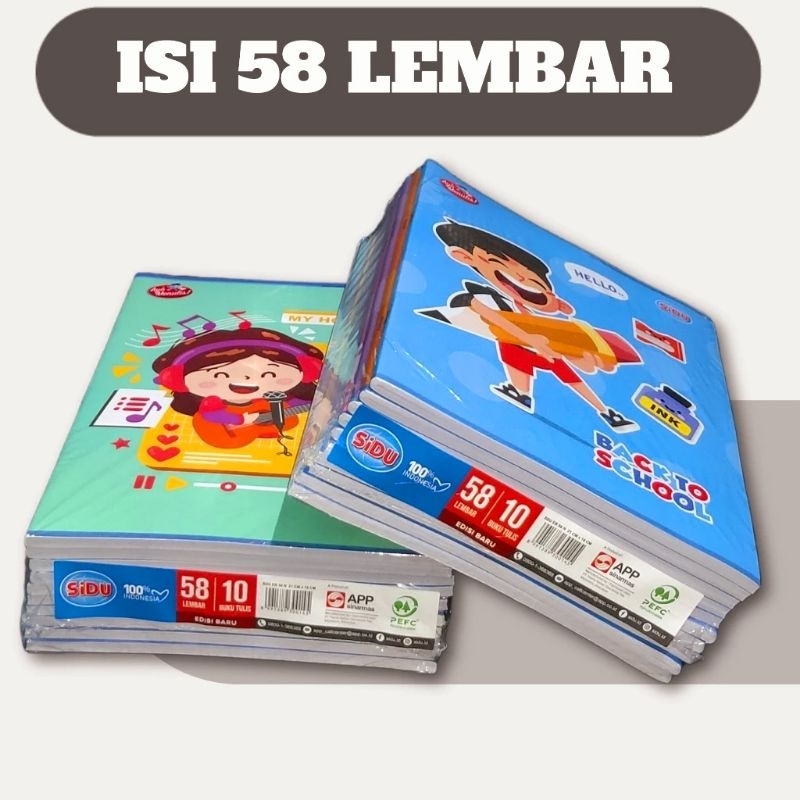 

BUKU TULIS SIDU 58 / BUKU TULIS SINAR DUNIA 58 LEMBAR ( 1PAK ISI 10 BUKU )