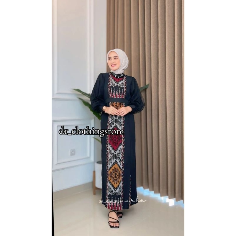 Baju couple tenun Kartini Dress Couple tenun kondangan Dress Kartini hitam simple elegant Dress tenu
