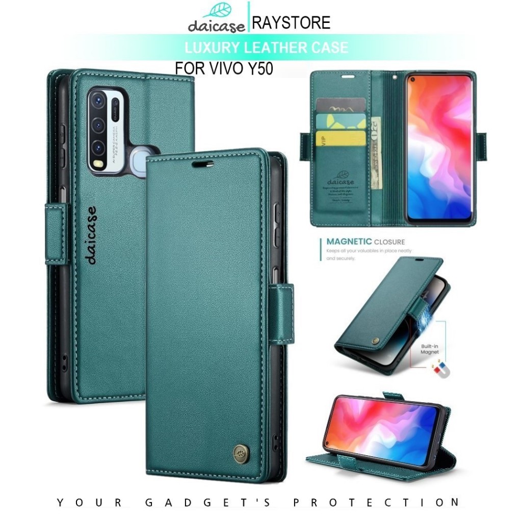 VIVO Y50 FLIP LEATHER CASE PREMIUM-FLIP WALLET CASE UNTUK VIVO Y50 CASING FLIP CASE