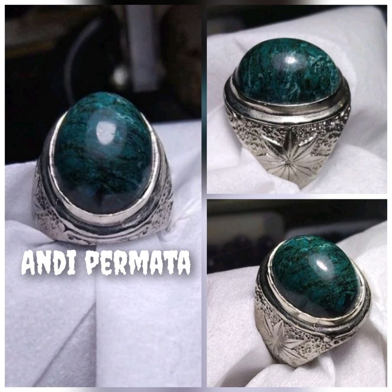 Cincin batu akik badar lumut hijau