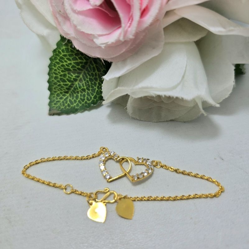 Gelang Rantai Double Love Emas Muda