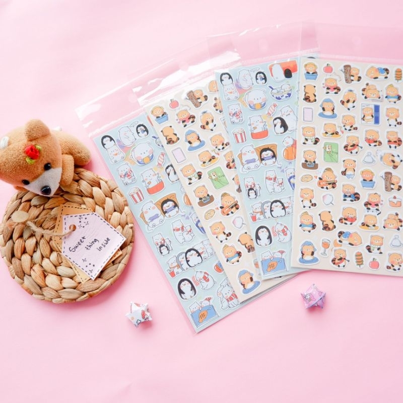 

[CRAFTIPLE] Sticker Sheet Racoon and Penguin Kiss Cut