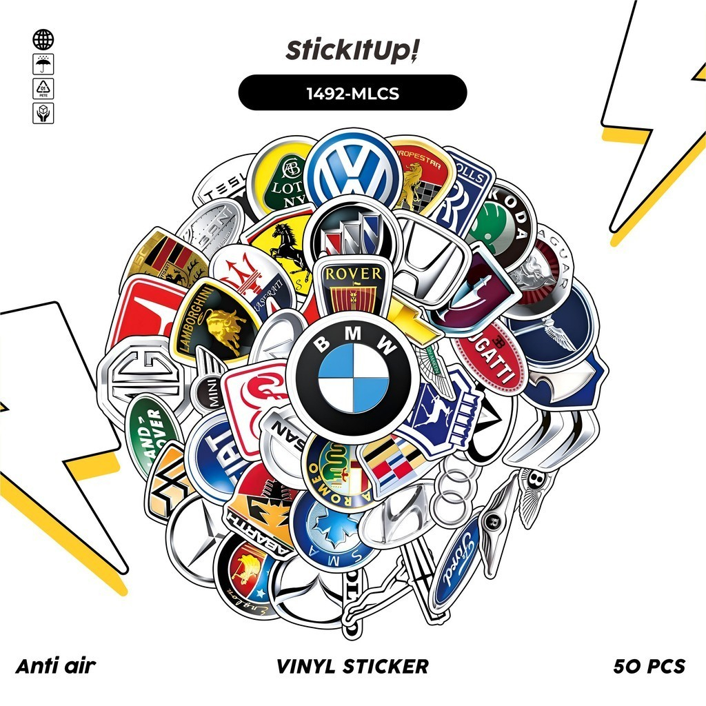 

COD✨ 100 Pcs Stiker Pack Mix Logo Car Mobil Sport brand Lucu Aesthetic Vynil Waterproof untuk Freebies Sticker Buku Journal Casing HP Laptop