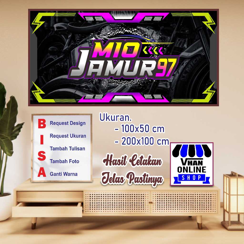 Spanduk Banner Custom Nama Bengkel Model Racing