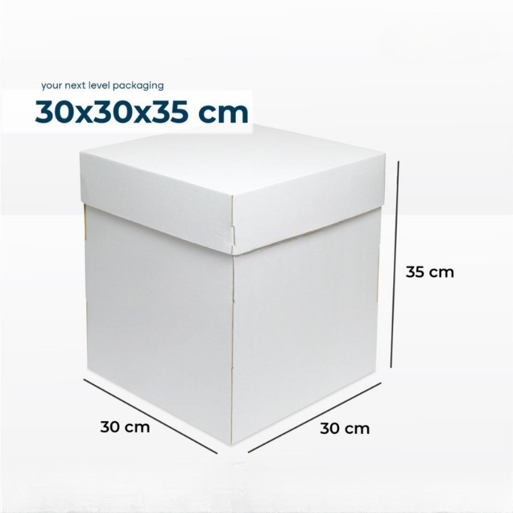 

Kardus Packing Hadiah Boneka 30x30x25 Cm Box Kue Tart Ulang Tahun Dus Hampers Putih Polos Top Bottom