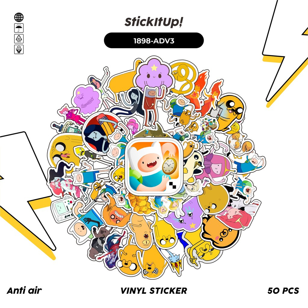 

COD✨ 50 Pcs Stiker Pack ADV3NTURE TIME CHAR MIX 03 Lucu Aesthetic Vynil Waterproof untuk Freebies Sticker Buku Journal Casing HP Laptop