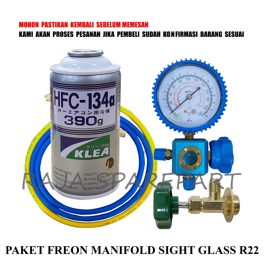 PROMO HEMAT PAKET FREON R134 / PENGISIAN FREON / PAKET FREON MANIFOLD SIGHT GLASS R22