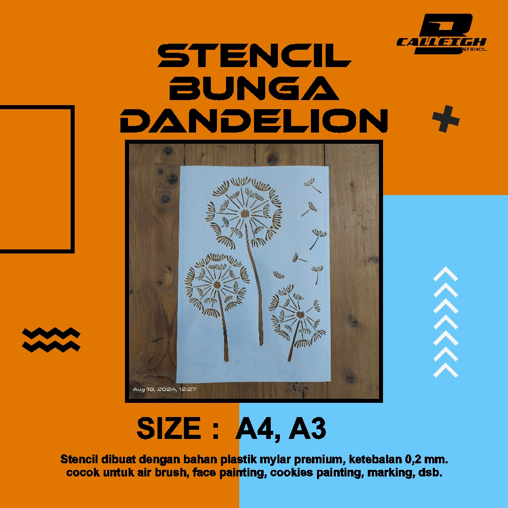 

Stencil Bunga Dandelion | Ukuran A4, A3